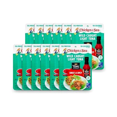 Chicken of the Sea Wild Caught Light Tuna, 2.5 oz. Packets (Box of 12), Sweet & Spicy Seasoning - Image 1