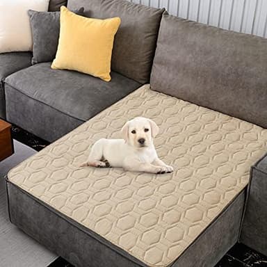 Waterproof and Non-Slip Dog Bed Cover and Pet Blanket Sofa Pet Bed Mat ，car Incontinence Mattress Protectors Furniture Couch Cover for Most Cats Dogs, Pets（40x50-Beige） - Image 2