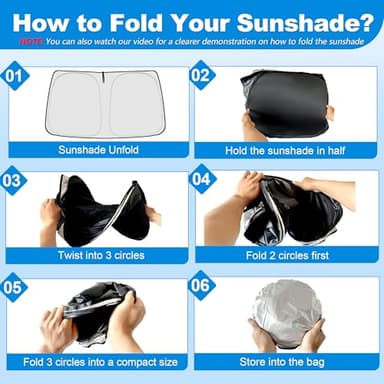 ULROLIT Windshield Sun Shade for 2013-2021 Fo-rd Fusion Accessories, Foldable Window Sunshade Sun Visor Protector, Front Windshield Sunshade Sun Shield Blocks UV Rays Heat - Image 3
