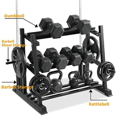 Dumbbell Rack, Bongkim Dumbbell Set with Rack Stand, Dumbbells Weights Rack for Home Gym, Weight Rack for Dumbbells, Kettlebells, and Weight Plates 1100LBS - Image 2