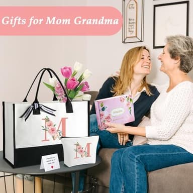 TRSODD Birthday Gifts for Women Mothers Day Gifts for Mom Wife Grandma Daughter Sister Teacher Tote Bag and Makeup Bag Set R - Image 4