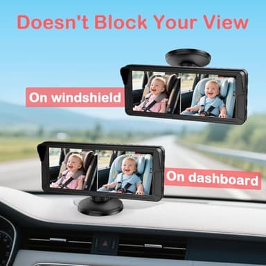 Dual Baby Car Camera for 2 Kids – 6.9” Split Screen Ultrawide HD Display with 2 Cameras, IR Night Vision, Easy Installation, Dual Car Camera Baby Monitor for Infant & Toddler Safety by Fodkh - Image 7