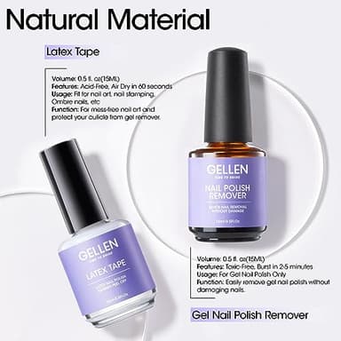 Gellen Gel Polish Remover Kit - Gel Nail Polish Remover with Latex Tape Peel Off Liquid and Manicure Tools, Quick & Easy Gel Polish Remover in 2-5 minutes, No Damage to Nails - Image 5