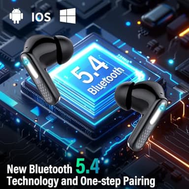 ZYHKON Wireless Earbuds, Bluetooth 5.4 Headphones with Multifunction Touch Screen, 48H Deep Bass Stereo Ear Buds, 5 EQ Modes, ANC/ENC Noise Cancelling, Transparency Mode, IPX7 Bluetooth Earbuds, Black - Image 9
