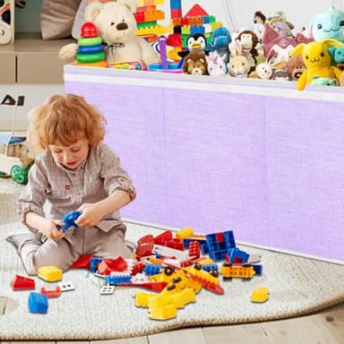 Boxgambol Extra Large Toy Box, Toy Storage Organizer with Lid, Oxford Fabric Collapsible Sturdy Toy Chest Bins Baskets for Livingroom,Playroom, Nursery, Bedroom, Closet (Purple) - Image 2