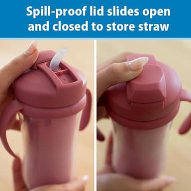 Dr. Brown's Milestones Insulated Sippy Cup with Straw and Handles, Spill-Proof Tumbler with Lid, 2-Pack, Pink, 10 oz/300 mL, BPA Free, 12m+ - Image 6