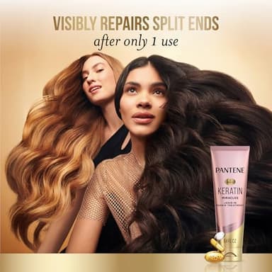 Pantene Keratin Leave-In Conditioner with Argan Oil, Protein Treatment for Dry, Damaged & Color-Treated Hair, Repairs Split Ends & Protects from Damage, Formaldehyde-Free, 8.4 Fl Oz - Image 7