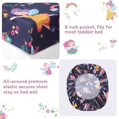 JSD Fairy Toddler Bedding Set, 4 Piece Bed-in-Bag Toddler Comforter and Sheet Set, Machine Washabale Comfortable - Image 4