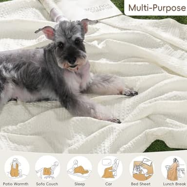 David's Home Cozy Waffle Weave Throw Blanket, Ultra Soft Breathable Lightweight Skin-Friendly Throw for Summer, Elegant Room Decor for Couch Bed Sofa Car Travel, White - Image 7