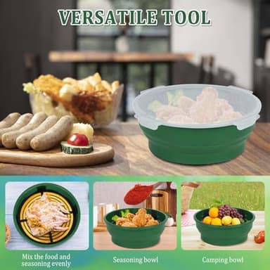 Batter Shaker Bowl with Lid: Multifunctional Breading Flour Shaker Container,Mess Free Breading Station Tray with Silicone for Home Cooking,Fried Wings,Onion Rings,Meat,Chicken,Fish and More(Green) - Image 7