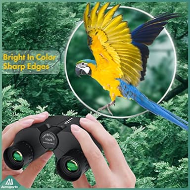 Aurosports 10x25 Binoculars for Adults and Kids, Large View Compact Binoculars with Low Light Vision, Easy Focus Small Binocular for Bird Watching Outdoor Travel Sightseeing Concert Hunting Hiking - Image 2
