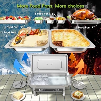 sifer 9Qt 4Pack [Multi-Size] Chafing Dish for Buffet | 80% Faster Screwless Assembly & Stackable Design for Wedding/Home/Christmas Buffets - Image 3
