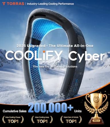 TORRAS COOLiFY Cyber 2025 Flagship AI Neck Air Conditioner, Ultimate Immersive Cooling Portable Neck Fan【No.1 Coolest & Max Cooling Area】 Neck Fans that Blow Cold Air 6000 mah Rechargeable for Gifts - Image 2