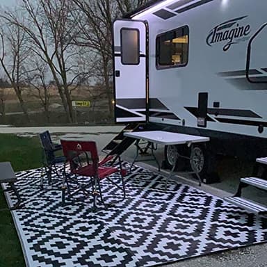 URBEST Outdoor Camping Mats Rugs Reversible Waterproof RV Deck Porch Plastic Rugs Black-White 4x6 Feet - Image 7