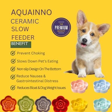 AQUAINNO Slow Feeder Dog Bowls Ceramic, Slow Bowl, Slow Eating Healthy Design for Small Medium Size Dogs, Dog Dishes to Slow Down Eating,Anti Gulping (Light Green, Medium) - Image 4