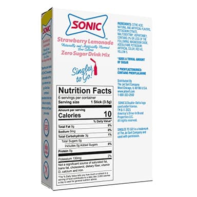 Sonic SINGLES TO GO! Sonic Singles to Go Powdered Drink Mix, Strawberry Lemonade, 6 Sticks per Box, (Pack of 3) - Image 2