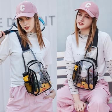 Caoroky knight clear bag for stadium events approved crossbody bags transparent TPU sling shoulder purse casual chest pack heavy duty clear backpack for men women-Black - Image 2