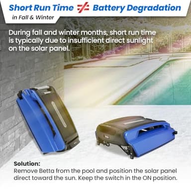 Betta SE Solar Powered Automatic Robotic Pool Surface Skimmer Cleaner with 24/7 Continuous Cleaning Battery Power and Re-Engineered Twin Salt Chlorine Tolerant Motors (Blue) - Image 6