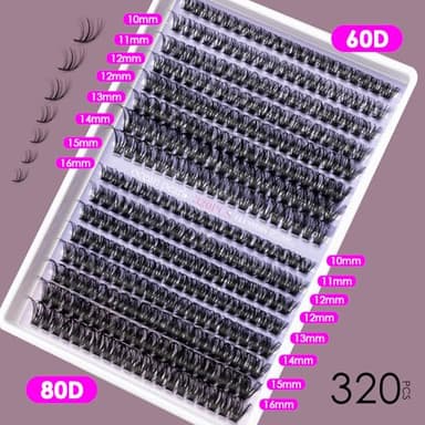 Ocean Pearl Lash Clusters 320pcs 3D Thick Lash Clusters kit 60D+80D Lashes,Eyelashes,Lash Extension Kit,Eyelash Clusters with Lash Bond&Seal&Remover&Tweezers,Lashes Clusters Eyelash Extensions Kit - Image 4