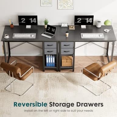 SMUG Computer Desk with Storage Drawers, Small Office Desk Modern Simple Study Writing Table for Home Bedroom, Spacious 40X24 Desktop with 2-Tier Drawer, Black - Image 6