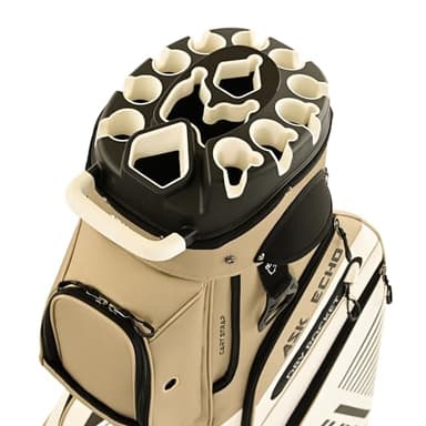 ASK ECHO 2024 T-Lock Golf Cart Bag with 14 Way Organizer Divider Top, Premium Cart Bag with Handles and Rain Cover, for Men (Toasted Almond) - Image 1