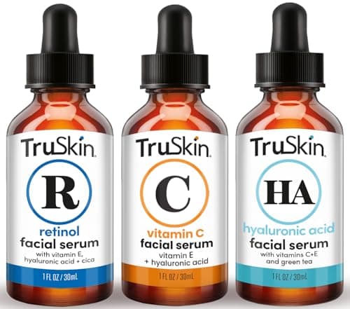 TruSkin Face Serum Trio – Hyaluronic Acid, Vitamin C & Retinol Serum for Face – Anti Aging Skin Care Set for Women – Skincare for Bright, Smooth, Hydrated & Firmer-Looking Skin, 1 fl oz, 3 Bottles - Image 1