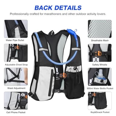 Hydration Pack,Water Backpack with 2L Water Bladder Perfect for Running Cycling Hiking Climbing Pouch - Image 3