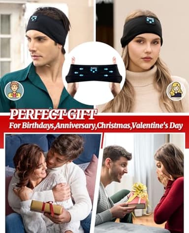 Sleep Headphones for Sleeping, Bluetooth Wireless Sports Headband, Cozy Lightweight Headband Headphones Hi-Fi Stereo Ergonomic ASMR Sleep Headphone Cool Gadget Gift for Women Men - Image 8