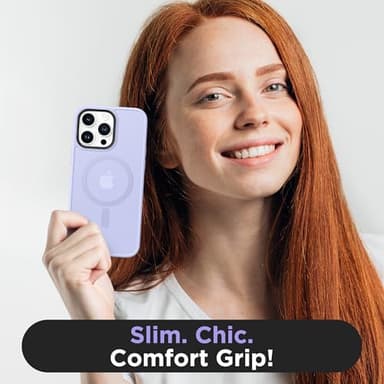GONEZ Magnetic for iPhone 13 Pro Max Case,Compatible with MagSafe,[Military-Grade Drop Protection][Anti-Fingerprint] Slim Translucent Matte Back Shockproof Phone Protective Case(Lilac) - Image 8