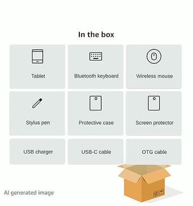 YLEEBG Android Tablet with Keyboard,10 inch Android 14 Tablets, 12GB RAM 128GB ROM, 1TB Expand, 8000mAh, 2.4G/5G WiFi, Bluetooth, GMS Certified, with Case, Mouse, Stylus Tablet PC (Deep Black Case) - Image 8