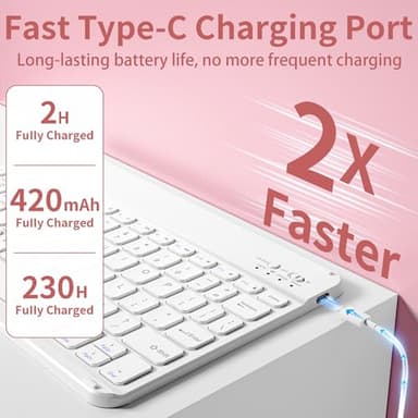 BQDIYOO Case for iPad 11th/10th Generation with Keyboard, 11 inch A16/10.9" iPad 10 Case (2025/2022) with Pencil Holder, Wireless Keyboard and Slim Lightweight Soft Cover Auto Wake/Sleep, Pink - Image 3