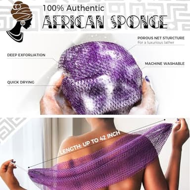 African Net Sponge Authentic - Real African Exfoliating Body Scrubber Sponge with Knots - African Net Shower Washcloths for Exfoliator - Body Care Bathing Accessories - Image 2