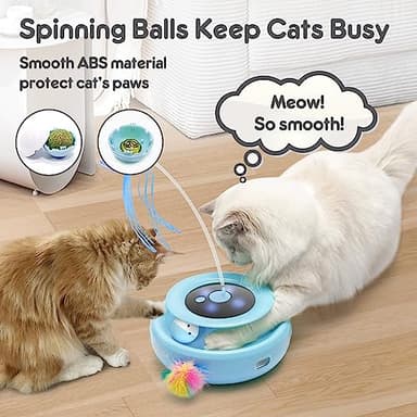 ORSDA Cat Toy, 3-in-1 Automatic Interactive Electronic Moving Ambush Feather, Fluttering Butterfly, Track Balls, USB Rechargeable Powered Smart Indoor Exercise Kicker - Image 6