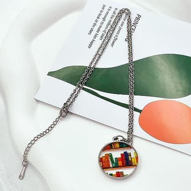 Graduation Gift Bookcase Necklace Hand-made Acrylic Book Lover Necklace Graduation Teachers Day Appreciation Back to School Gifts (Round) - Image 6