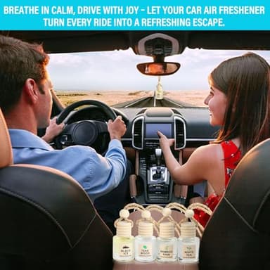 Car Air Freshener Oil Diffuser - Hanging Long Lasting Scent for Car & Home, Essential Oil Freshener with Adjustable Fragrance (Teak Wood+Black Ice+Bamboo Rain+White Tea) - Image 2