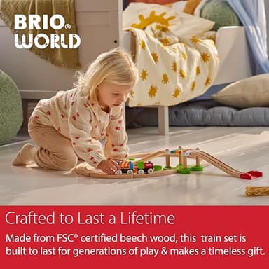 BRIO My First Railway Beginner Pack - 18-Piece FSC-Certified Wood Train Set - Compatible with All BRIO Sets - Includes Rainbow Bridge & Rattle Wagon - Safe Play - Toddlers Ages 18 Months & Older - Image 8