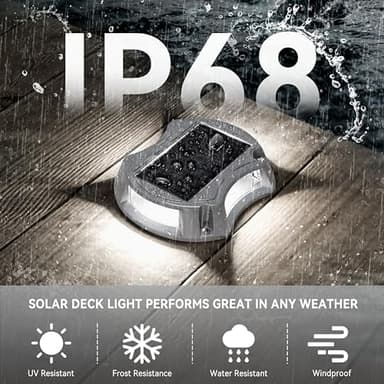 12Pack Solar Deck Lights Driveway Dock Light, 12 Color Modes Led IP67 Waterproof Outdoor Warning Step Lights for Driveway Sidewalk Garden Pathway Yard[Strobe/RGB/Fix-Color] - Image 5