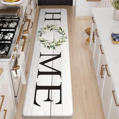 KIMODE Kitchen Mats Cushioned Anti Fatigue, Farmhouse Rugs for Kitchen Rug Runner Stain Resistant, Ergonomic Standing Kitchen Floor Mat, Non Slip Waterproof Kitchen Sink Rug, 20" x 71", White - Image 8