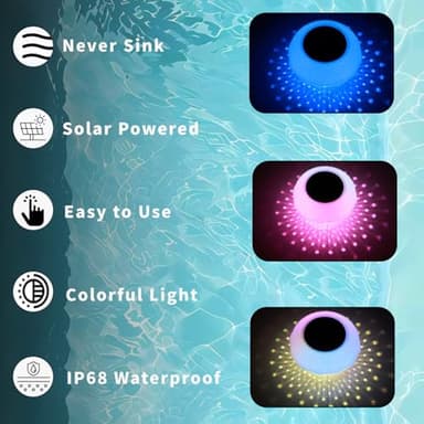 ACALEPH Pool Chlorine Floater for Chlorine Tablet 1&3 inch with Colorful Light,2025 Upgrade Automatic Durable Solar Pool Floating Light for Pools,Hot Tubs,for Water Cleaning 2 Pcs - Image 3
