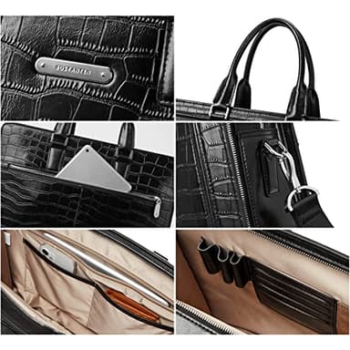 BOSTANTEN Women Genuine Leather Briefcase Tote Business Vintage Handbag 15.6" Laptop Shoulder Bag - Image 5