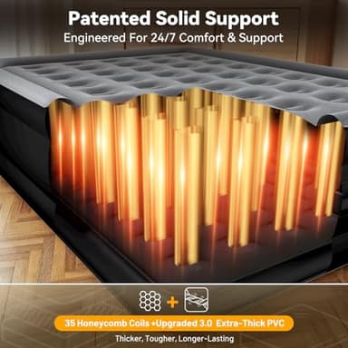 VOSSER Air Mattress Queen with Built in Pump,Blow Up Mattress in 3 Mins,18'' Raised Self Inflatable Mattress,Portable Airbed for Home,Floor&Camping,Queen Size Air Matress for Adults,660LB Max,Black - Image 2