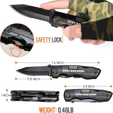 Gifts for Dad, Multitool Knife BEST DAD EVER for Camping, Fathers Day Christmas Unique Gifts for Dad, Dads Birthday Gift from Daughter Son, Christmas Ideal Presents for Dads, Gadget Present for Father - Image 4