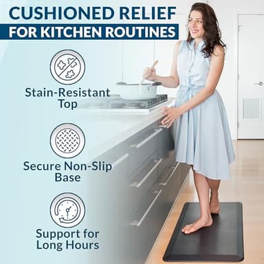 ComfiLife Anti Fatigue Floor Mat – 3/4 Inch Thick Kitchen Mats for Floor, Standing Desk Mat, Kitchen Rug – Comfort at Home, Office – Durable – Stain Resistant – Non-Slip Bottom (20" x 32", Black) - Image 4