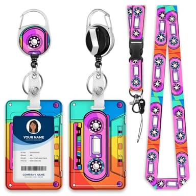 Lanyards for ID Badge Holder for Women Cute, Teacher Lanyard with ID Holder Clip,Retractable Keychain Badge Reel Heavy Duty, Teacher Nurse Work Office Gifts (#33：Color Magnetic Tape) - Image 1