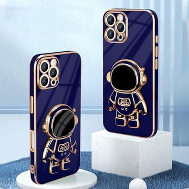 Pepmune for iPhone 16 Pro Max Case, Cute 3D Astronaut Stand with [2 Screen Protector] [Camera Protection] Kickstand Shockproof Silicone Soft Cover for Apple iPhone 16 Pro Max Phone Case, Royal Blue - Image 2
