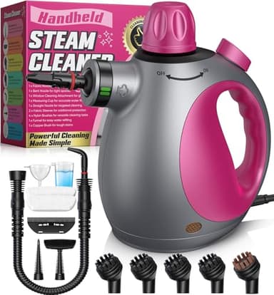 Handheld Steam Cleaner, Multi-Purpose Pressurized Steamer with Safety Lock & 14 Accessories, 450ML Tank for Home, Car, Furniture, Grout, Upholstery, Couch Cleaning (Purple) - Image 1