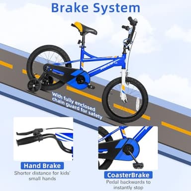 WEIZE Kids Bike,16 Inch Children Bicycle for Boys Girls Ages 4-12 Years Old, Rider Height 38-48 Inch, Coaster Brake, Blue - Image 3