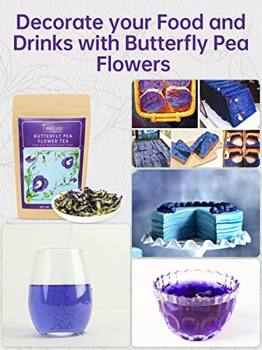 TeeLux Butterfly Pea Flower Tea, Non-GMO, Pure Natural Butterfly Pea Tea, Premium Dried Butterfly Pea Flower for Blue & Purple Drinks and Food Coloring, 1.76 Oz - Image 5