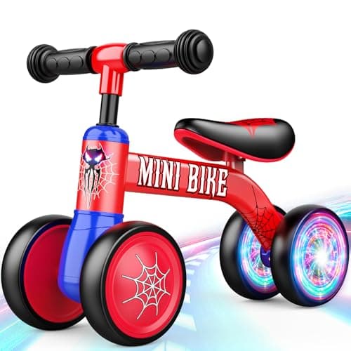 Aetyni Baby Balance Bike 1-2 Year Old: Spider Toddler Bike Baby Bike for 10-24 Month with Colorful Lighting & 4 Wheels First Riding on Toys Spider Easter Birthday Gifts for One Year Old Boy Girl Gifts - Image 1