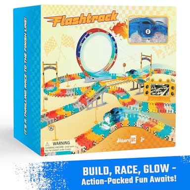 JITTERYGIT Race Track Glow in The Dark Magic Toy Set, Kids Light Up Flexible Car Tracks - Best Birthday Gift for Boys Girls and Toddlers 3 4 5 6 7 8 Year Old - Image 2